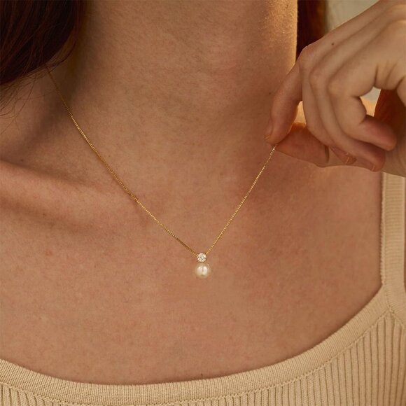 ⚡Pearl Necklace for Women 14K Gold-plated/White Gold-plated Dainty outfit - Picture 3 of 7